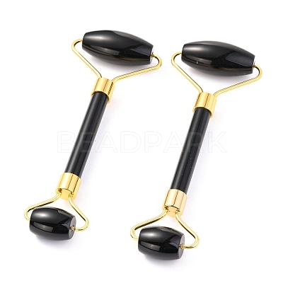 Natural Obsidian Brass Face Massager MRMJ-G009-53G-1