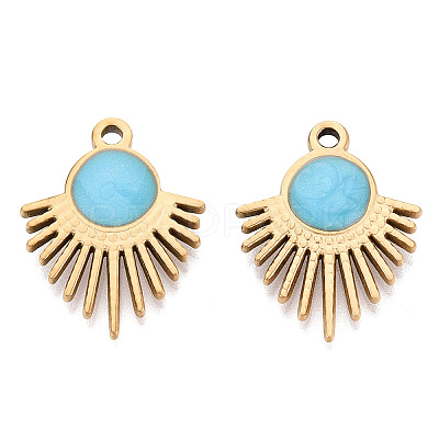 303 Stainless Steel Enamel Pendants STAS-Q110-35G-03-1