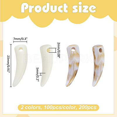 200Pcs 2 Colors Opaque Acrylic Pendants OACR-WR0001-08-1