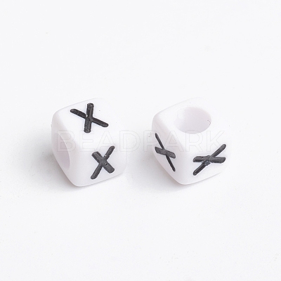 Acrylic Horizontal Hole Letter Beads PL37C9308-X-1