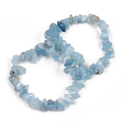 Unisex Chip Natural Aquamarine Beaded Stretch Bracelets X-BJEW-S143-33-1