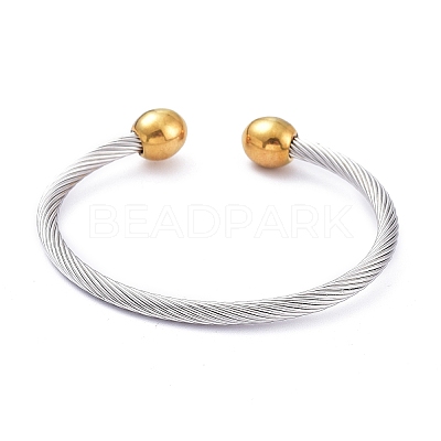 304 Stainless Steel Cuff Bangles BJEW-M284-12GP-1