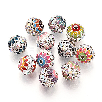 Brass Enamel Beads KK-Q080-01D-P-1