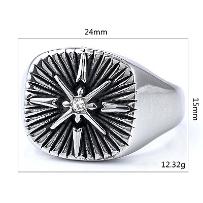 316 Stainless Steel with Cubic Zirconia Finger Rings for Men FS-WGEFB28-05-1