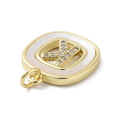 Rack Plating Brass Micro Pave Clear Cubic Zirconia Pendants KK-E102-33G-K-1