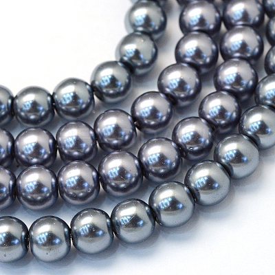 Baking Paint Pearlized Glass Pearl Round Bead Strands X-HY-Q003-4mm-12-1