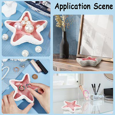 1Pc Starfish Shape Ceramic Jewelry Plate AJEW-SC0002-96A-1