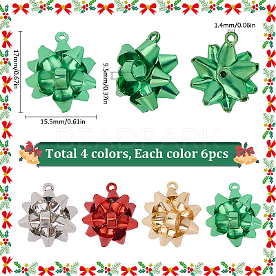 24Pcs 4 Colors Christmas Theme Alloy Pendants FIND-SC0013-35-1