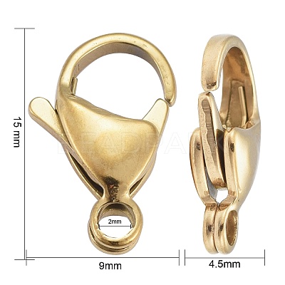Ion Plating(IP) 304 Stainless Steel Lobster Claw Clasps STAS-H353-F-02G-1