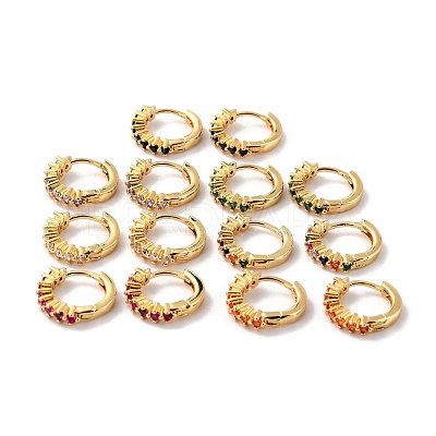 Dainty Cubic Zirconia Small Huggie Hoop Earrings EJEW-C002-16G-RS-1