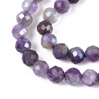 AB Color Plated Natural Amethyst Beads Strands G-T144-B07-04-1