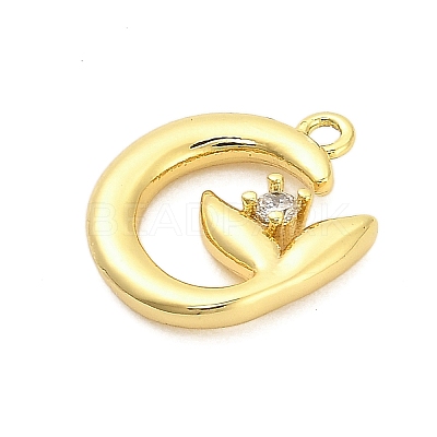 Brass Micro Pave Cubic Zirconia Pendants ZIRC-F143-04G-1