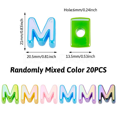 20Pcs UV Plating Opaque Acrylic European Beads OACR-TADJ0001-16M-1