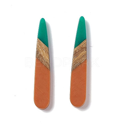 Opaque Resin & Walnut Wood Pendants RESI-M027-12J-1