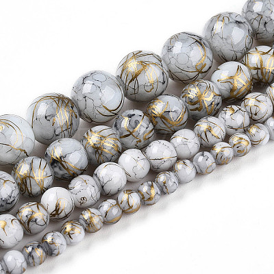 Baking Paint Glass Beads Strands DGLA-N003-8mm-B01-1