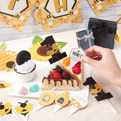 4Sets 4 Style Bees Theme Paper Cake Topper DIY-GA0002-29-1