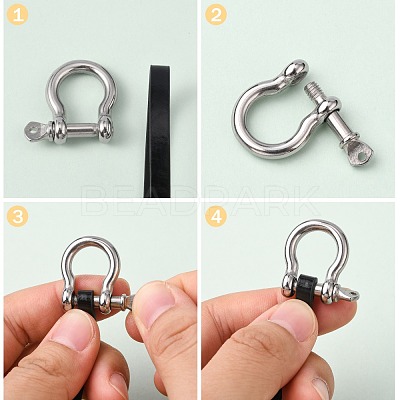 304 Stainless Steel Screw D-Ring Anchor Shackle Clasps STAS-E446-30B-AS-1
