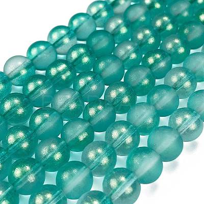 Frosted Transparent Glass Bead Strands X1-GLAA-P065-8mm-08-1