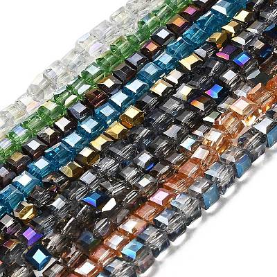 Electroplate Glass Beads Strands EGLA-D018-4x4mm-M3-1