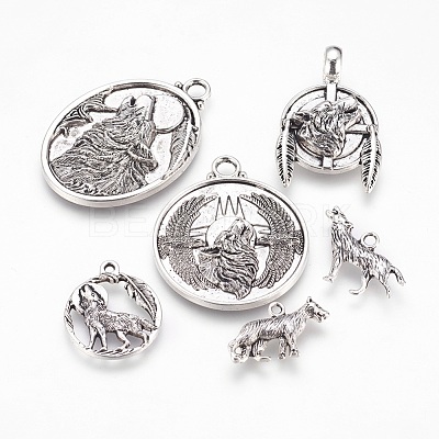 Tibetan Style Alloy Pendants TIBEP-X0185-43AS-1