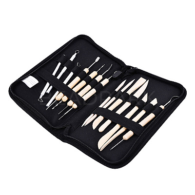 Wooden Handle Pottery Tool Sets AJEW-L072-51-1