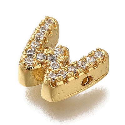 Rack Plating Brass Micro Pave Clear Cubic Zirconia Beads KK-G500-30G-W-1