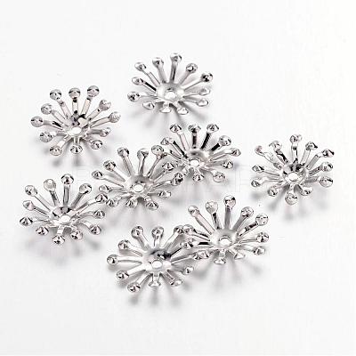 Platinum Iron Flower Bead Caps X-IFIN-D001-P-1