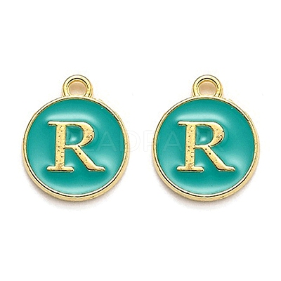 Golden Plated Alloy Enamel Charms X-ENAM-Q437-15R-1