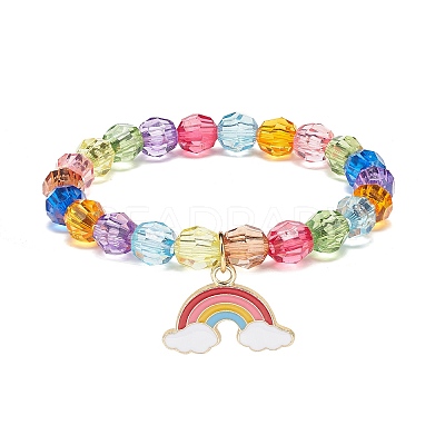 9Pcs 9 Style Acrylic Round Beaded Stretch Bracelets Set BJEW-JB08898-1