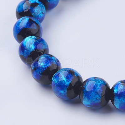 Handmade Silver Foil Glass Lampwork Beads Strands FOIL-J011-10mm-07-1