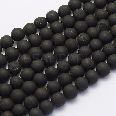 Electroplate Natural Druzy Agate Beads Strands G-G708-10mm-09-1