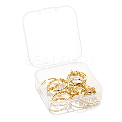 12Pcs 12 Style Brass Cuff Rings RJEW-LS0001-37G-1