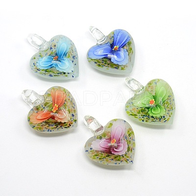Heart Handmade Lampwork Pendants X-LAMP-L028-07-1