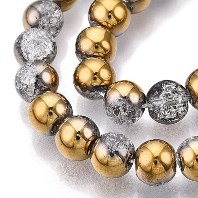 Electroplated Crackle Glass Beads Strands EGLA-N014-8mm-04-1
