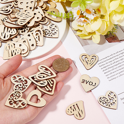 4 Sets Unfinished Wood Cutouts Ornaments WOOD-SC0001-91A-1