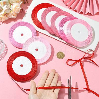 8Rolls 4 Colors Single Face Satin Ribbon OCOR-FS0001-10D-1