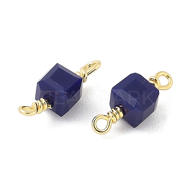 Glass Faceted Cube Connector Charms KK-C097-10G-02-1