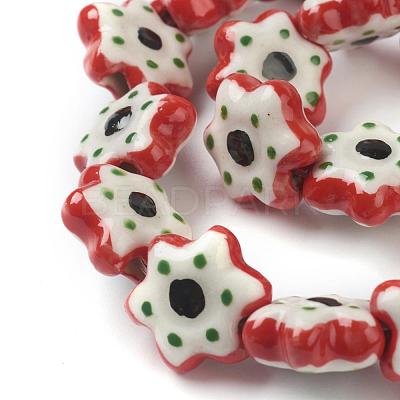 Handmade Porcelain Flower Beads Strands PORC-G006-16B-1