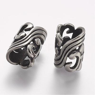 304 Stainless Steel Hollow Beads STAS-A032-019AS-1
