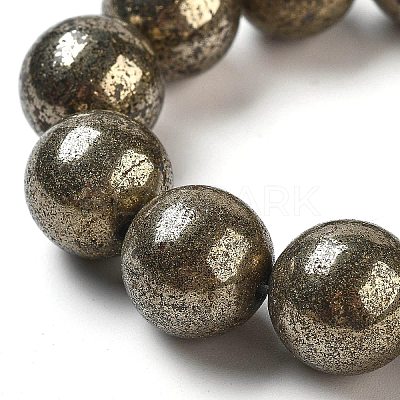Natural Pyrite Round Beads Strands G-F197-10-8mm-1