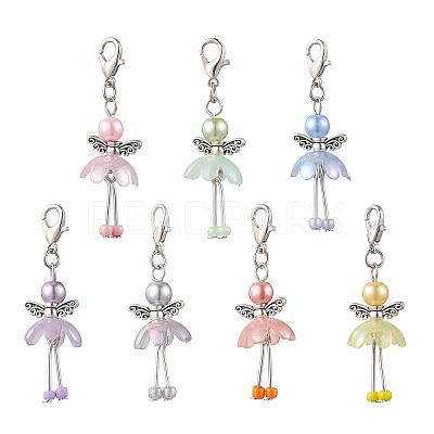 Flower Angel Acrylic Pendant Decorations HJEW-JM03660-1