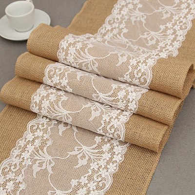 Jute Cloth & Lace Table Runners HULI-PW0002-131B-1