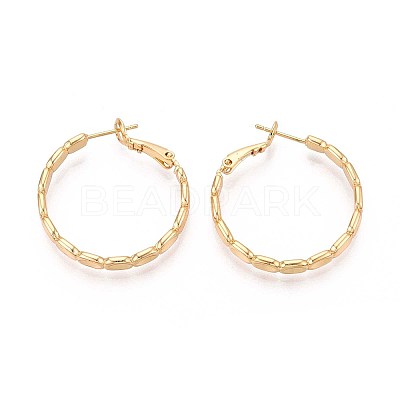 Oval Brass Hoop Earrings EJEW-T047-97G-1