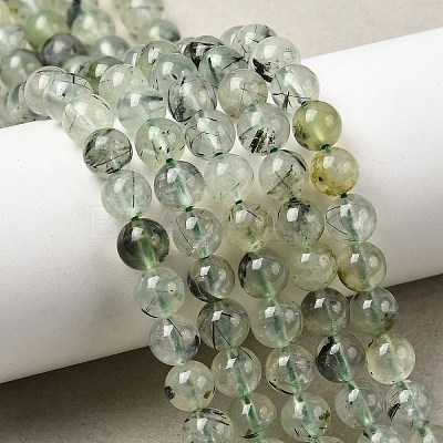 Natural Prehnite Beads Strands G-G457-6mm-03-1