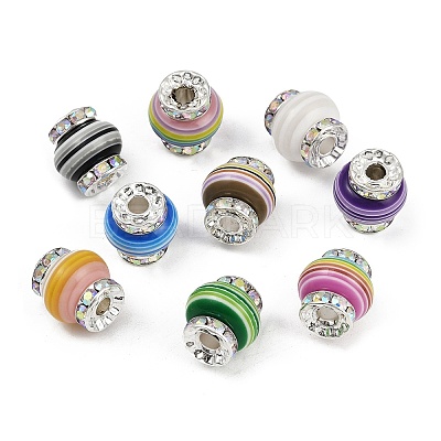 Rondelle Strip Plastic European Beads KK-L236-02S-1