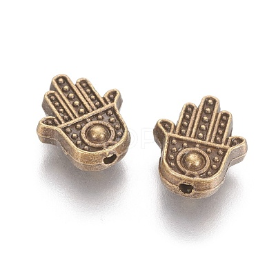 Tibetan Style Alloy Hamsa Hand/Hand of Fatima/Hand of Miriam Beads TIBEB-7722-AB-NR-1