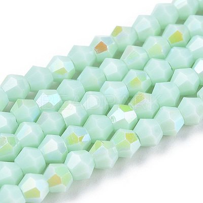 Opaque Solid Color Electroplate Glass Beads Strands X-EGLA-A039-P2mm-L20-1