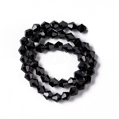 Black Color Faceted Glass Bicone Beads Strands X-GLAA-S026-6mm-10-1