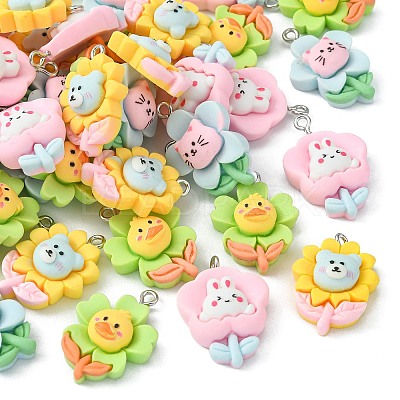 40Pcs 4 Styles Opaque Resin Pendants RESI-CJ0002-85-1