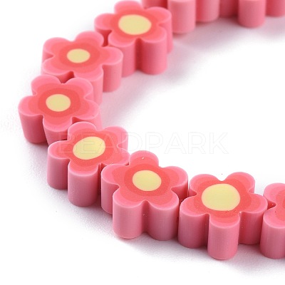 Handmade Flower Polymer Clay Beads Strands CLAY-M003-07K-1